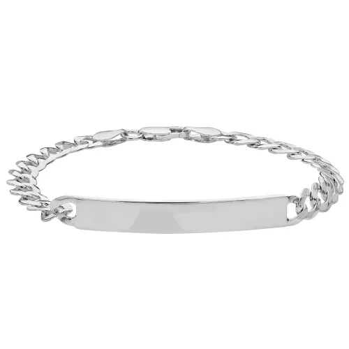 Silver Ladies' Flat Open Curb Id Bracelet 8.4g